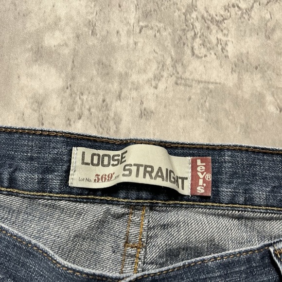 Levis 569 Loose Straight Jeans Mens 40x30 Blue Medium Wash High Rise VTG - Picture 6 of 10